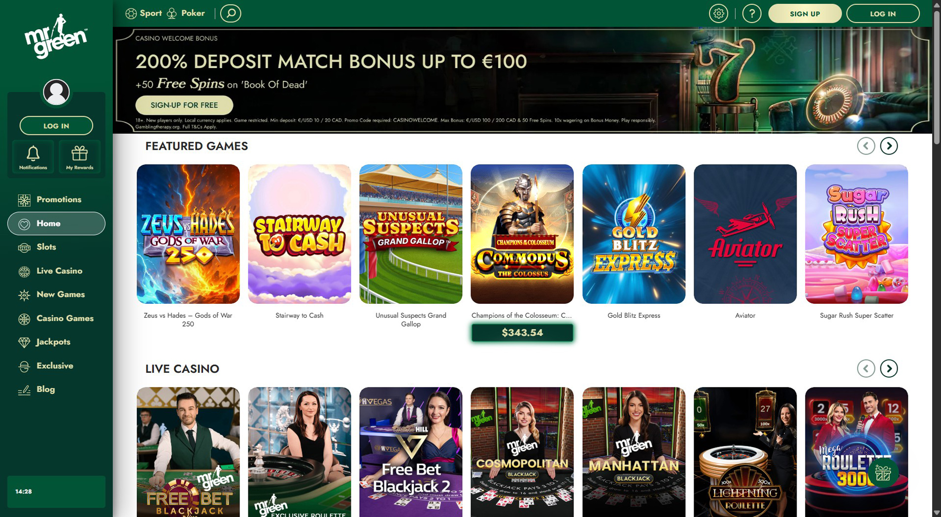 10. Mr Green- Zuverlässige Online-Casino-Auswahl